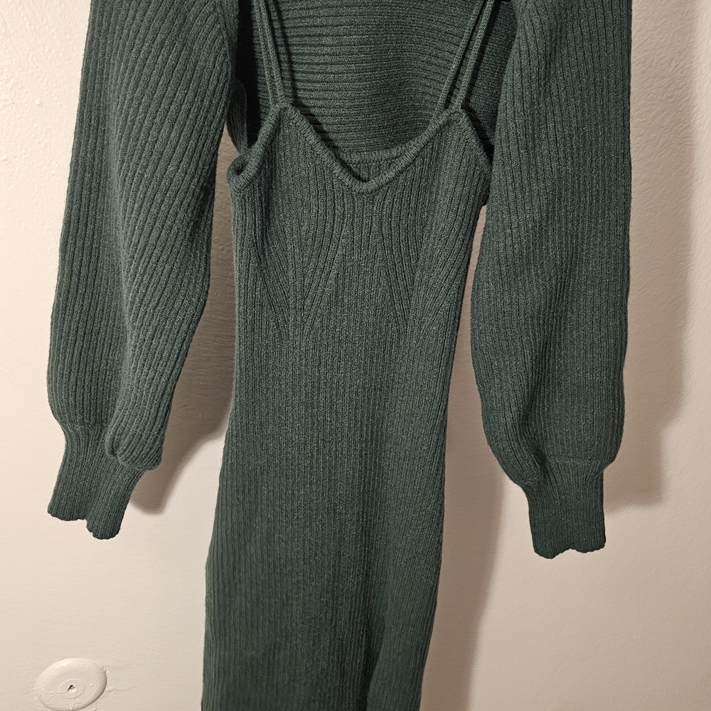 Cider Forest Green Knit Sweater Dress